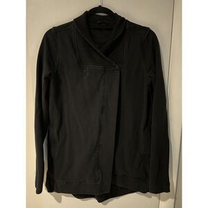 Lululemon Black‎ Belle Wrap Jacket Size 4 Asymmetrical Snap Button Pockets